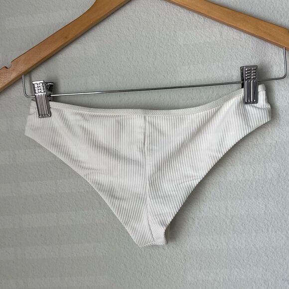 Frankies Bikinis Alana Ribbed Cheeky Bikini Bottom in White - Picture 4 of 9